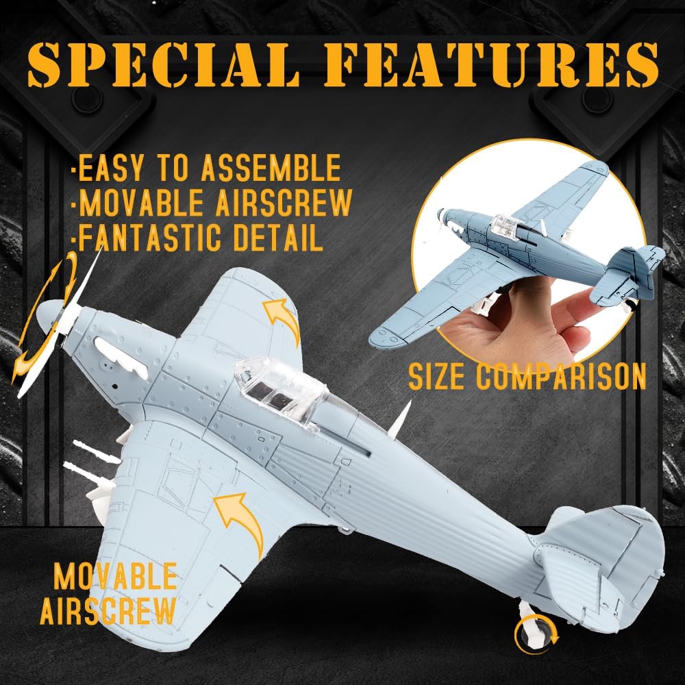 ViiKONDO 148 WWII UK Hurricane Fighter British Aircraft Militar Warplane Modelo Kit de construcción DIY Asamblea Jet Toy Avión (01)