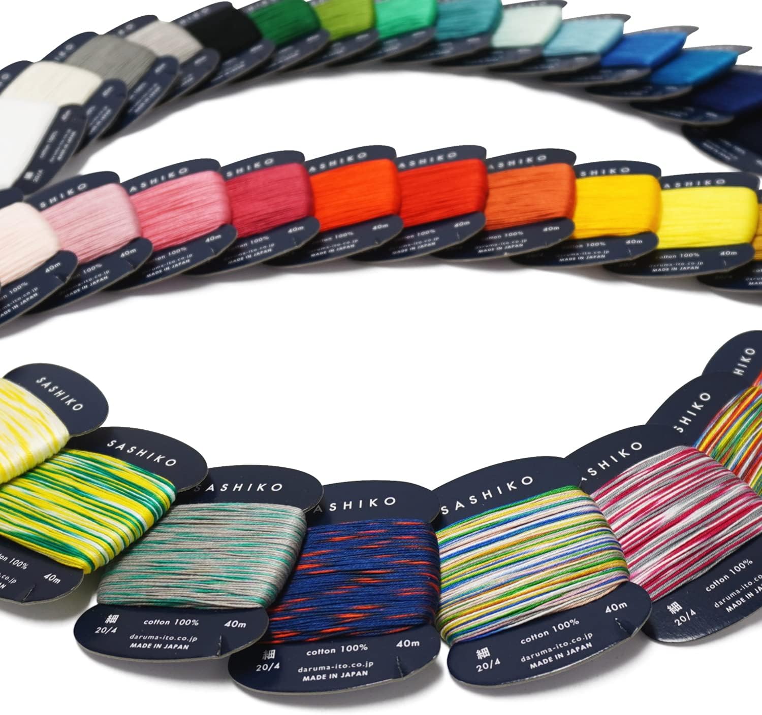 Daruma Sashiko Hilo 100% Algodón Tipo de Tarjeta (43.7 yd)x5 piezas con manual en inglés, juego de valores de costura y bordado (blanco) 01-2400-2015