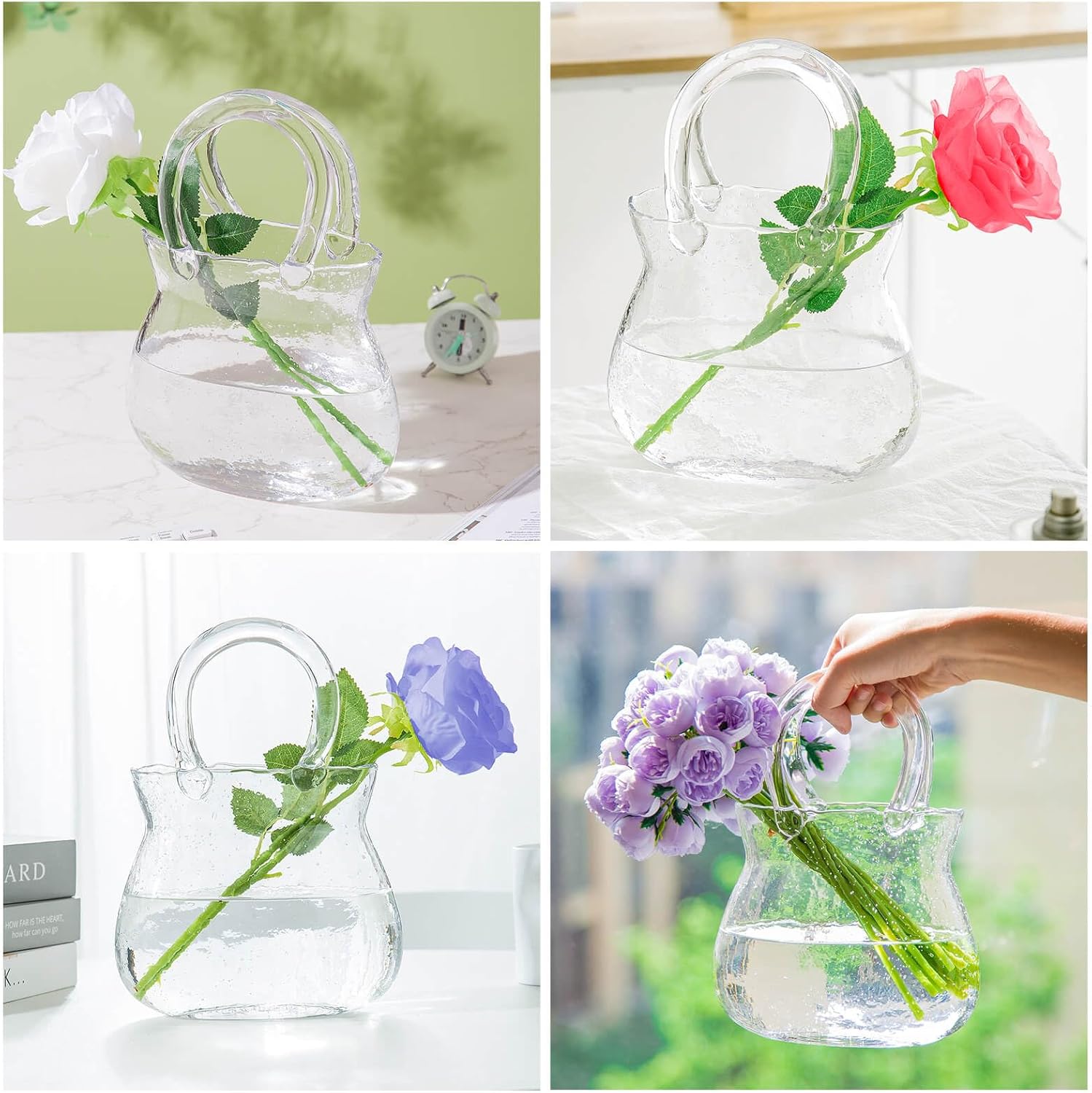 Florero único para centros de mesa, florero estético de cristal para decoración de habitación de flores, bonito jarrón decorativo moderno de vidrio