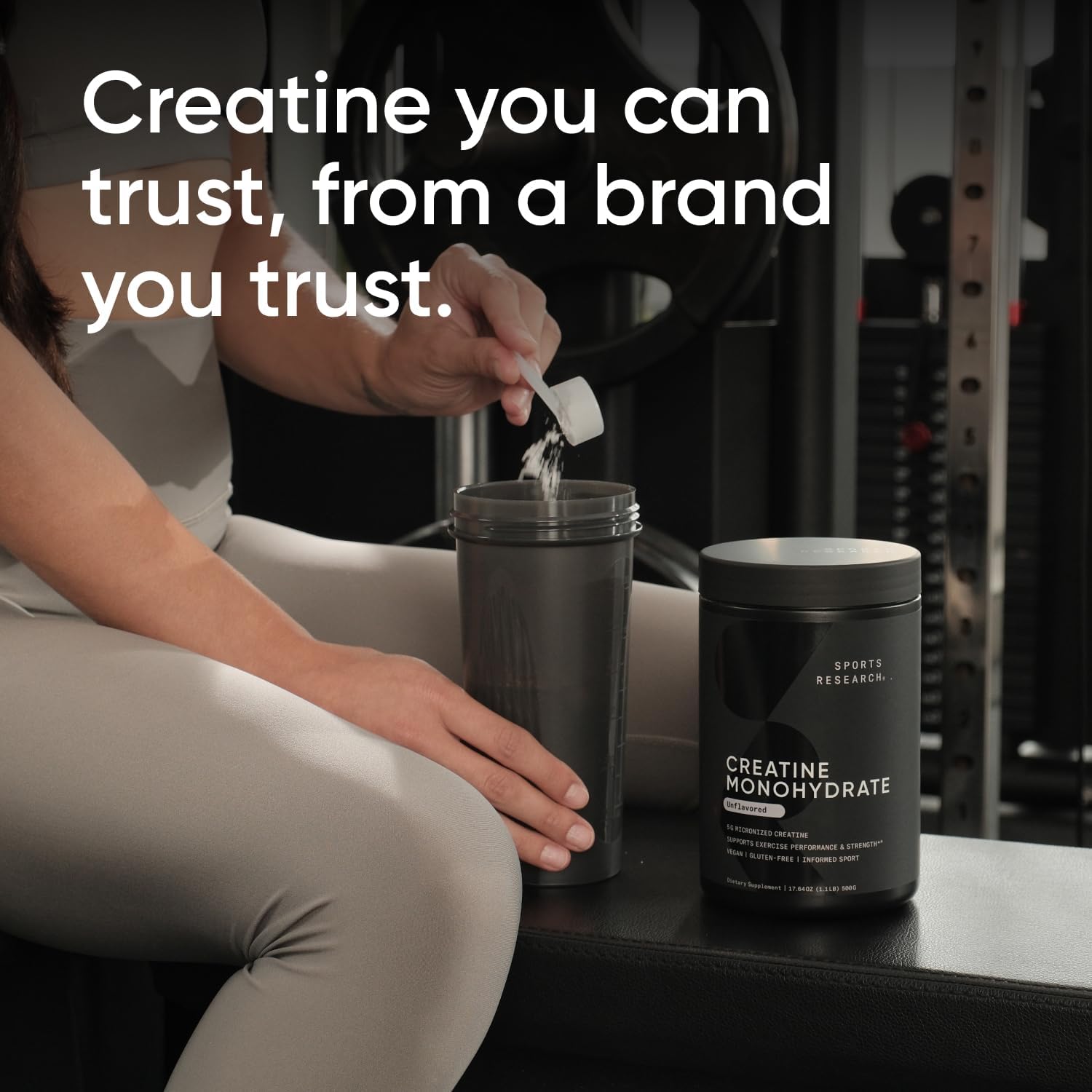 Sports Research Monohidrato de creatina – Gana músculo magro, mejora el rendimiento y la fuerza y apoya la recuperación del entrenamiento – 0.18 oz