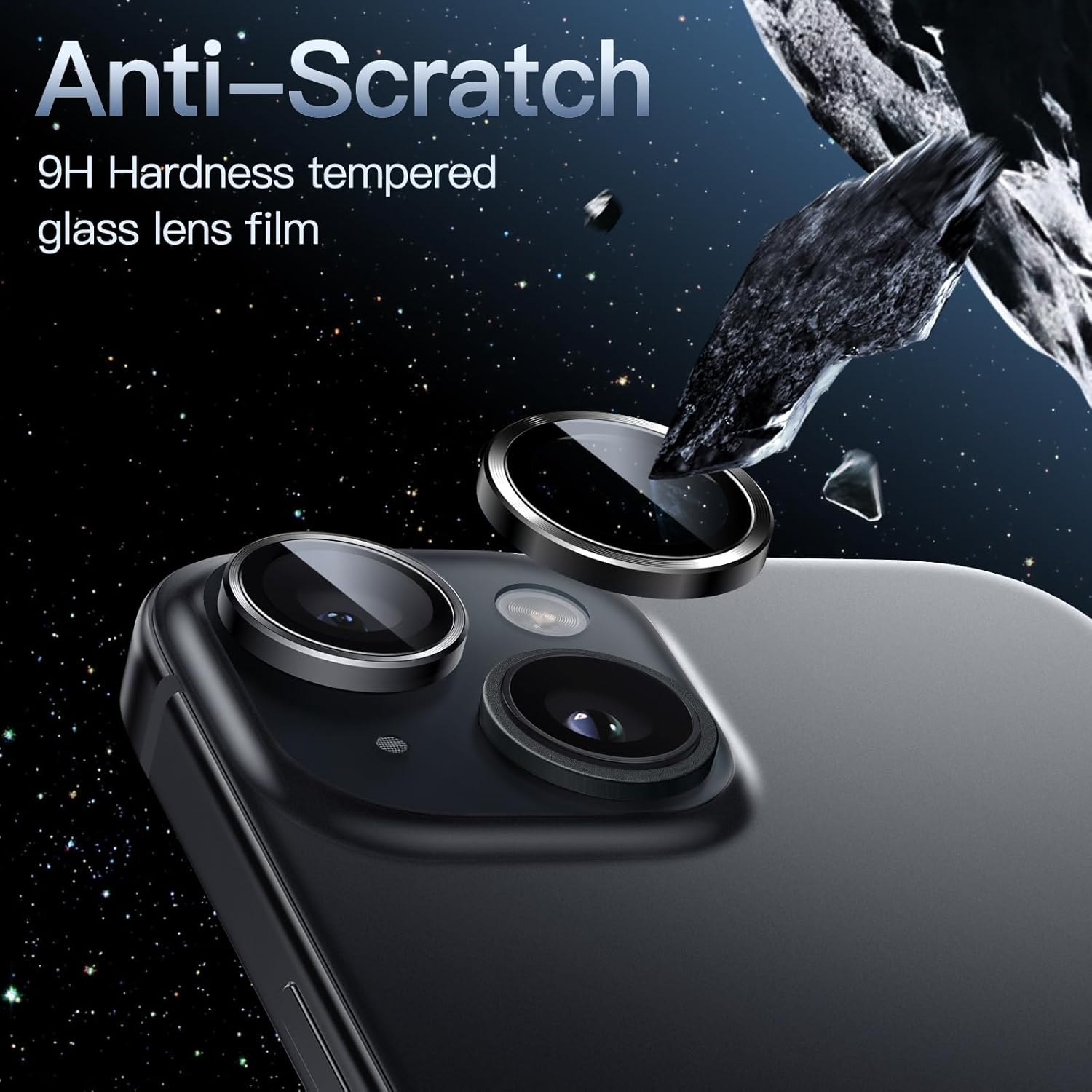 JETech Protector de lente de cámara para iPhone 15 de 6.1 pulgadas y iPhone 15 Plus de 6.7 pulgadas, cubierta de anillo individual de metal de