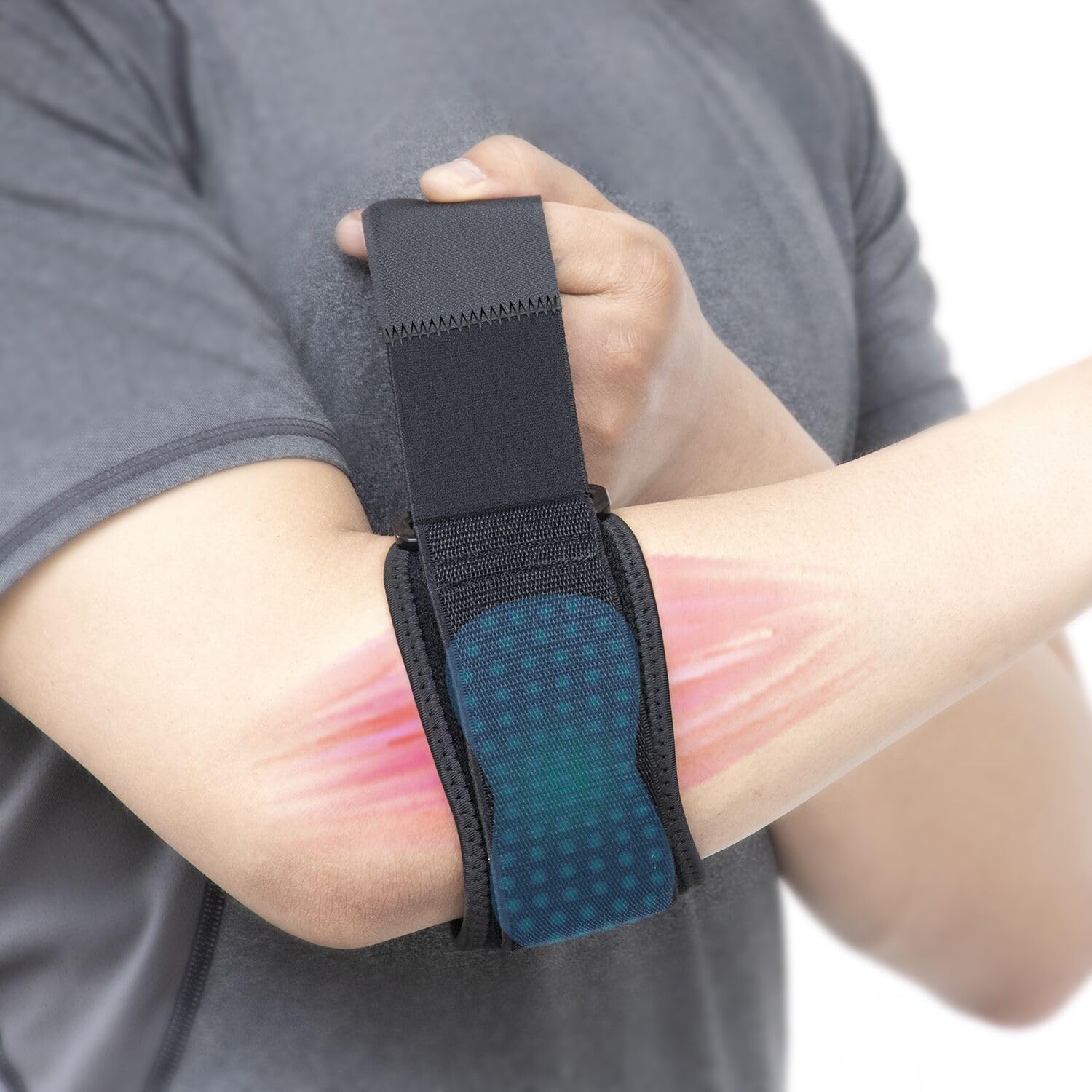 TOMUST Codera de tenis  Banda de apoyo ajustable para antebrazo con almohadilla de compresión de gel, correa para el codo para bursitis, golfistas,