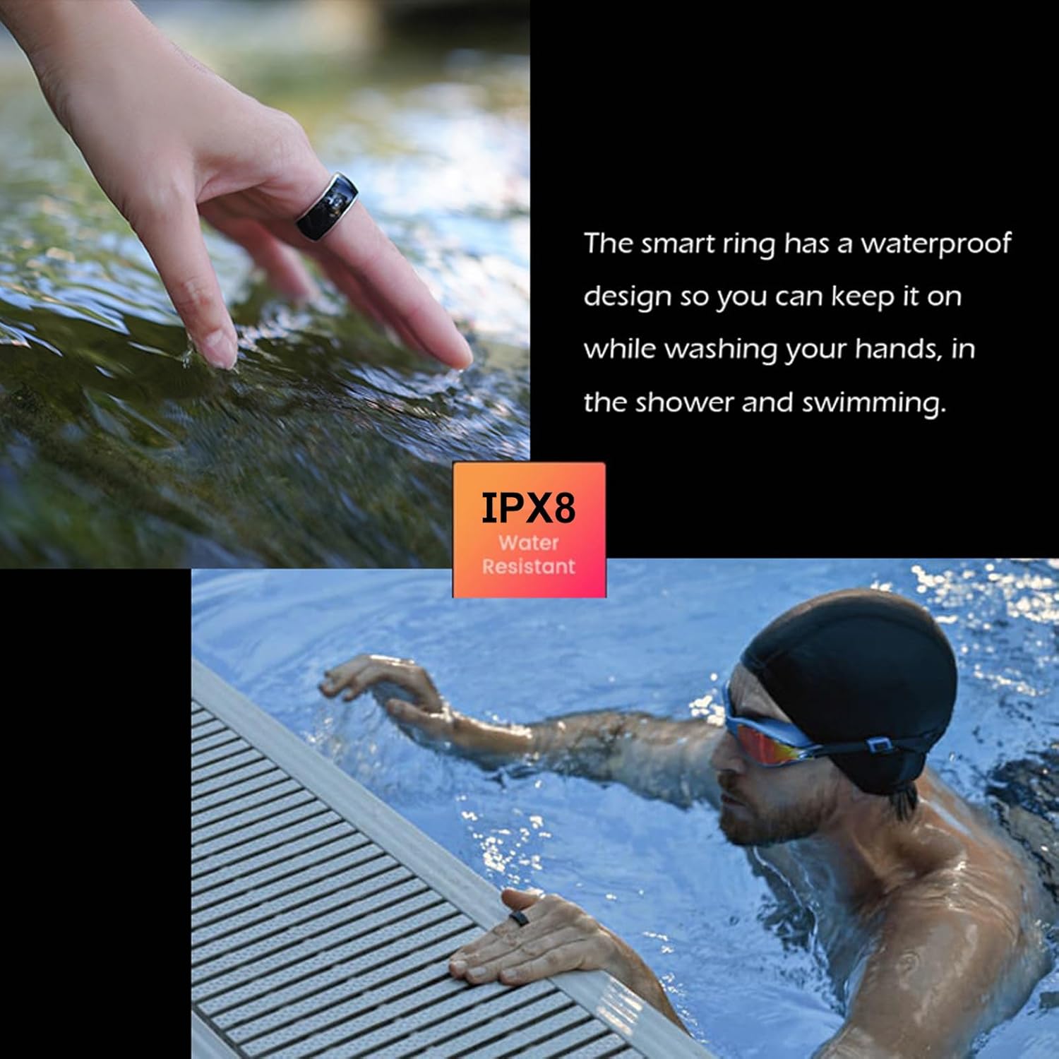 Anillo de salud, de acero inoxidable, portátil, Bluetooth, para dedo, rastreador de salud, impermeable, recargable, monitor de oxígeno en sangre,
