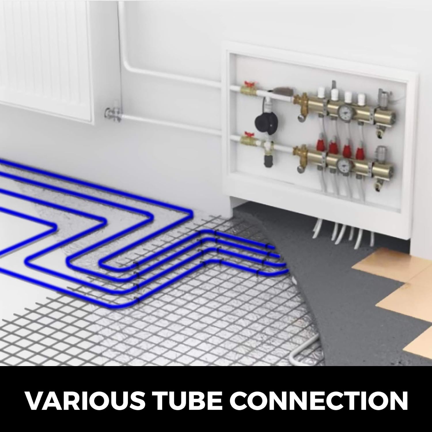VEVOR Tubo PEX sin barrera de oxígeno de 300 pies, tubo PEX azul de 34 de pulgada, tubo de calor radiante EVOH Pex-B, fontanería duradera para