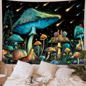 ARTCREATOR Tapiz anime de hongos, lluvia de meteoros, caracol, lindo tapiz para dormitorio, tapiz estético para colgar en la pared para dormitorio ARTCREATOR Tapiz anime de hongos, lluvia de meteoros, caracol, lindo tapiz para dormitorio, tapiz estético para colgar en la pared para dormitorio