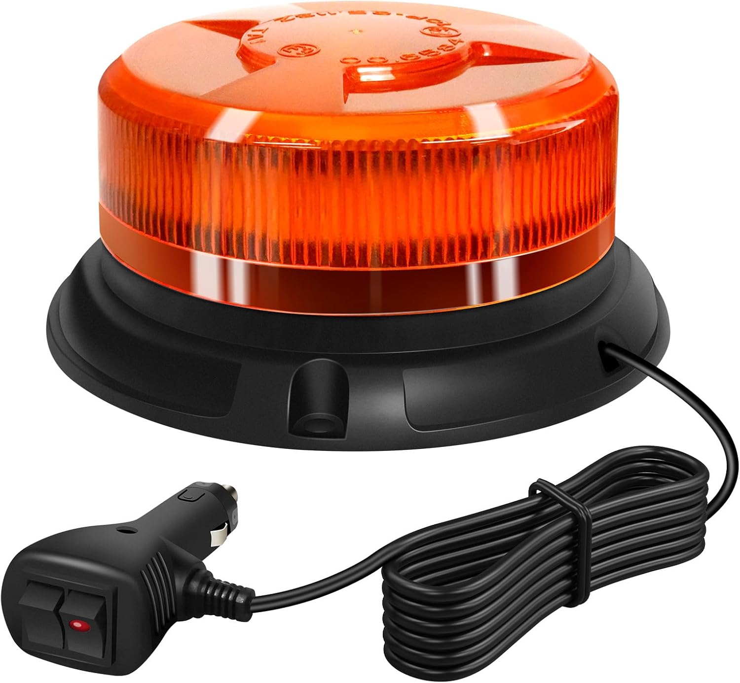 AnTom Luz estroboscópica LED de 12-24 V, luces LED de alto brillo, base magnética, luz ámbar de 10 pies, cable de alimentación para encendedor de