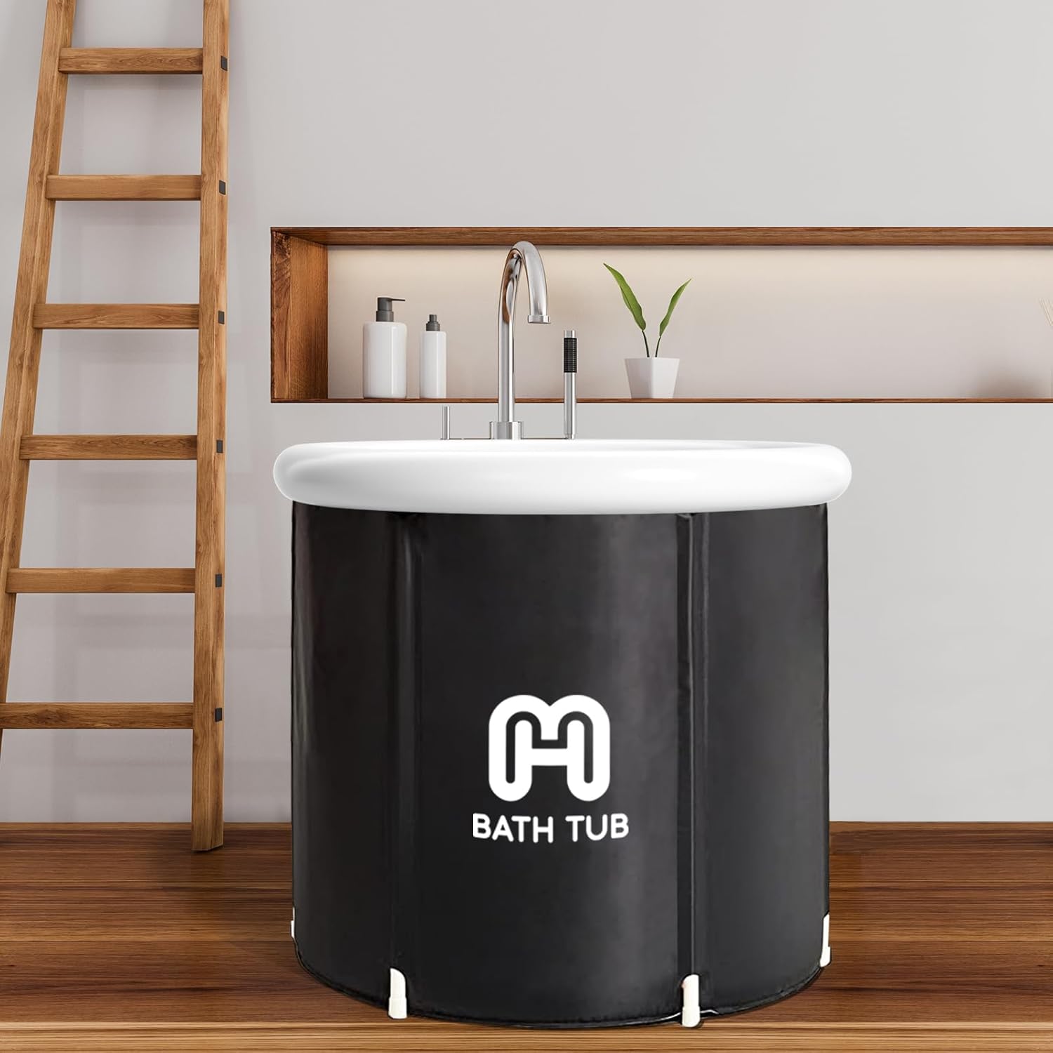 Bañera de hielo plegable portátil para adultos, bañera fría para atletas, tina de hielo de material multicapa, bañera independiente (31.5 x 31.5 x