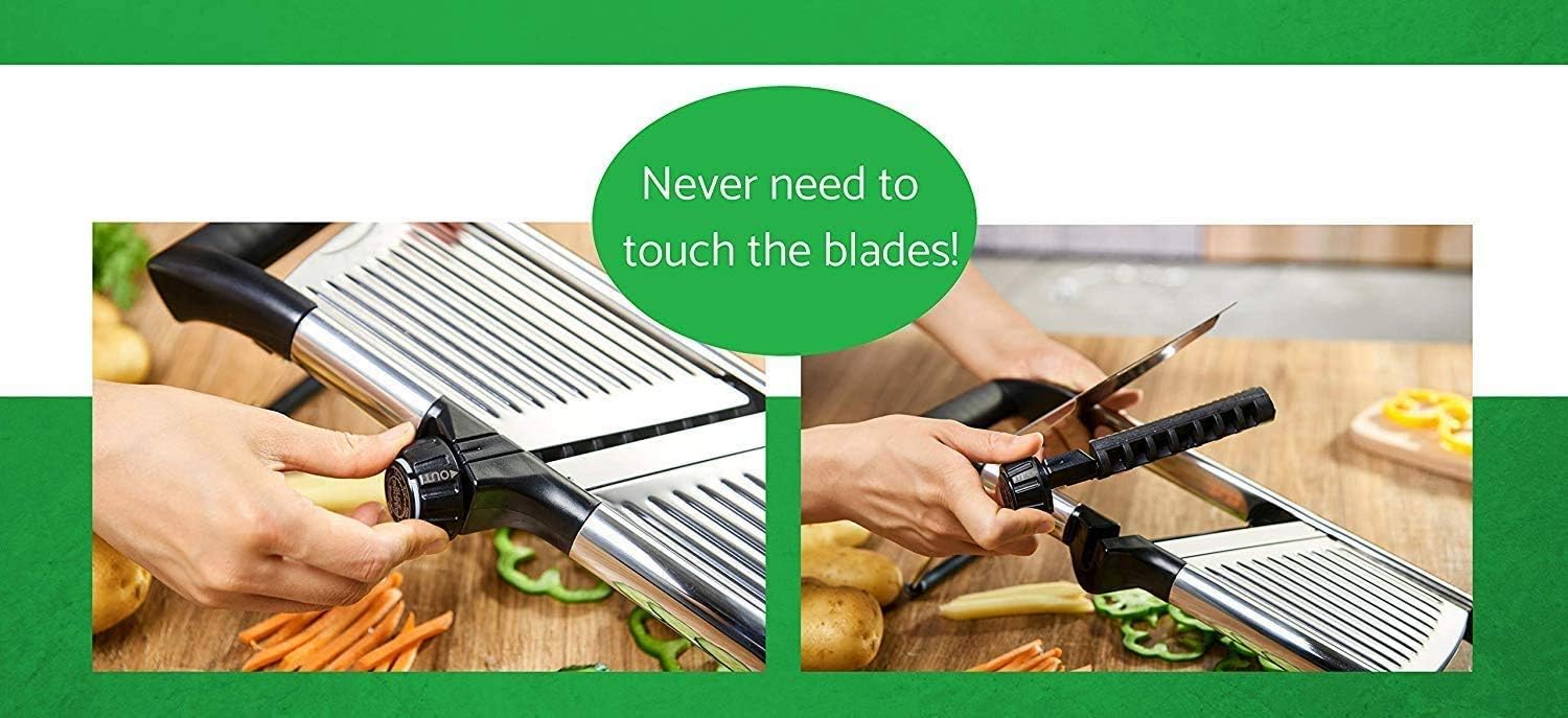 Upgraded Mandolina Food Slicer con hoja última intervensión Guantes Protección Contra Cortes y GuardiaAjustable French Fry Cutter y cortador