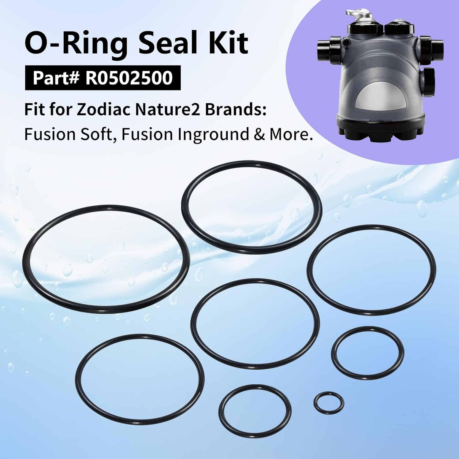 Parte # R0502500 Kit de juntas tóricas, repuesto para desinfectantes de agua Zodiac Jandy Nature2 Fusion Inground, Fusion Soft, Vision sobre el