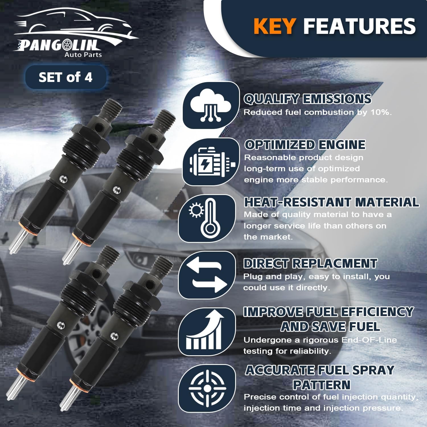 PANGOLIN Inyector de combustible J919331 4PCS para Case-IH Skid Steer 1840 1845C retroexcavadora 580 piezas estupendas del mercado de accesorios