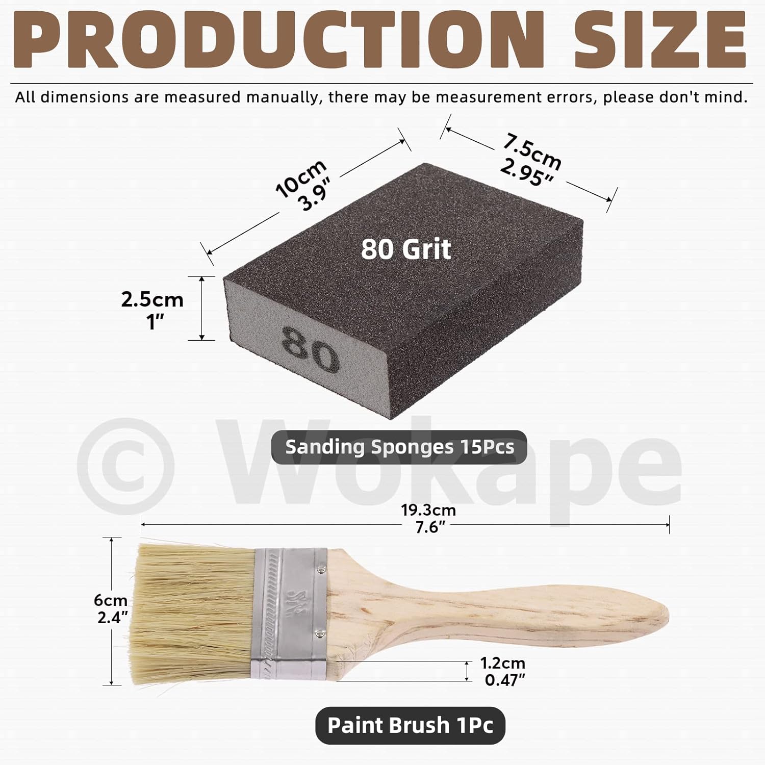 Kit de 16 esponjas de lijado grueso de grano 80 con cepillo, bloque de lijado de espuma blanca para pulir muebles de plástico de madera y metal