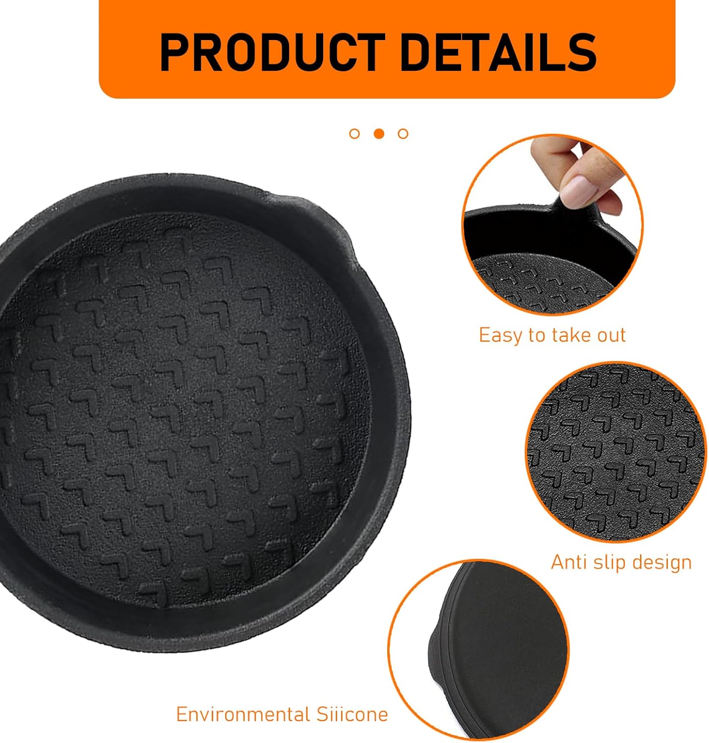 Crynod 4 PCS Car Water Coaster, 2.99″ x 0.98″ TPE Environmentally Friendly Removable Anti-Slip Pattern Cup Holder, Elevated Edge Anti-Spill