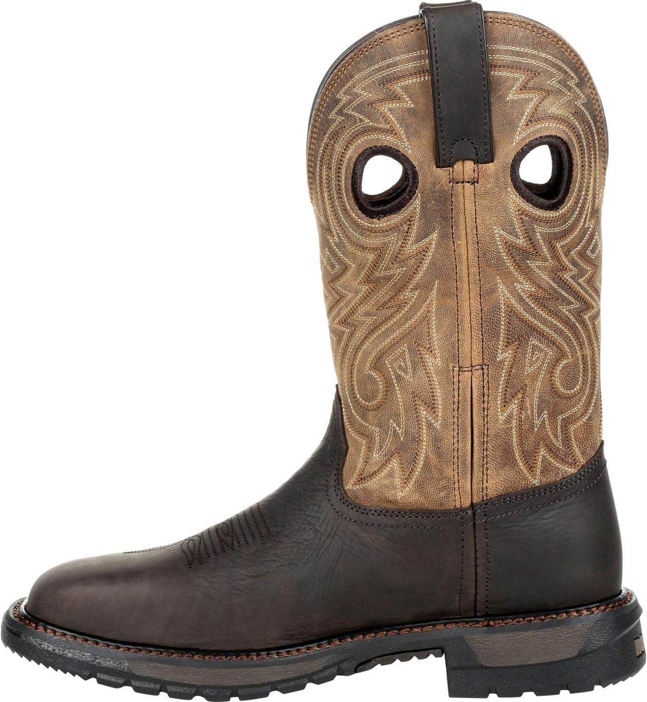 Rocky Original Ride FLX – Botas Western con punta de acero, color marrón oscuro y bronceado, 10 de ancho de EE. UU, marrón oscuro y bronceado