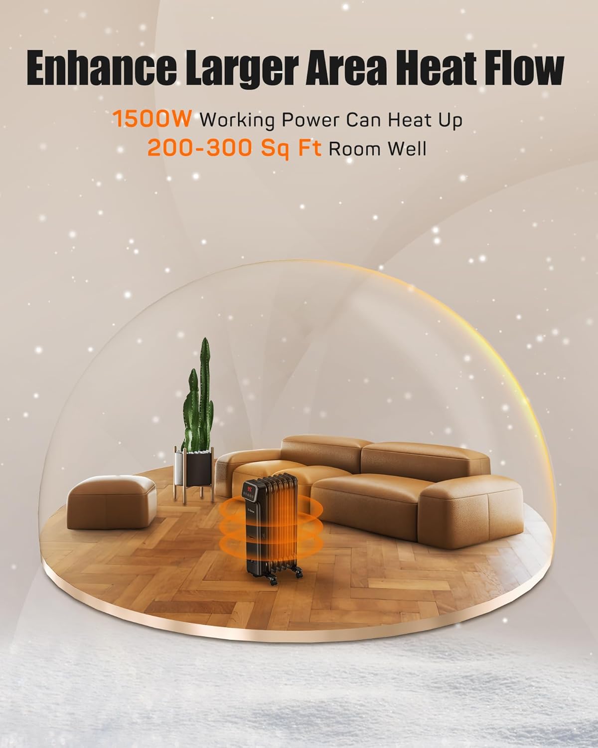 Calentador de radiador lleno de aceite, calentadores eléctricos de 1500 W para uso en interiores, habitación grande, calentador radiante silencioso