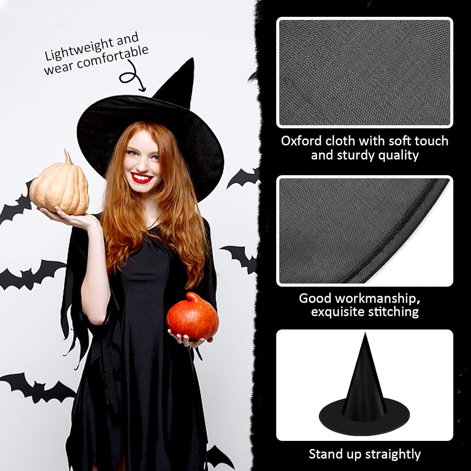 12 sombreros de bruja de Halloween, sombrero de bruja para decoración de Halloween, sombrero de bruja colgante con cuerdas para disfraz de