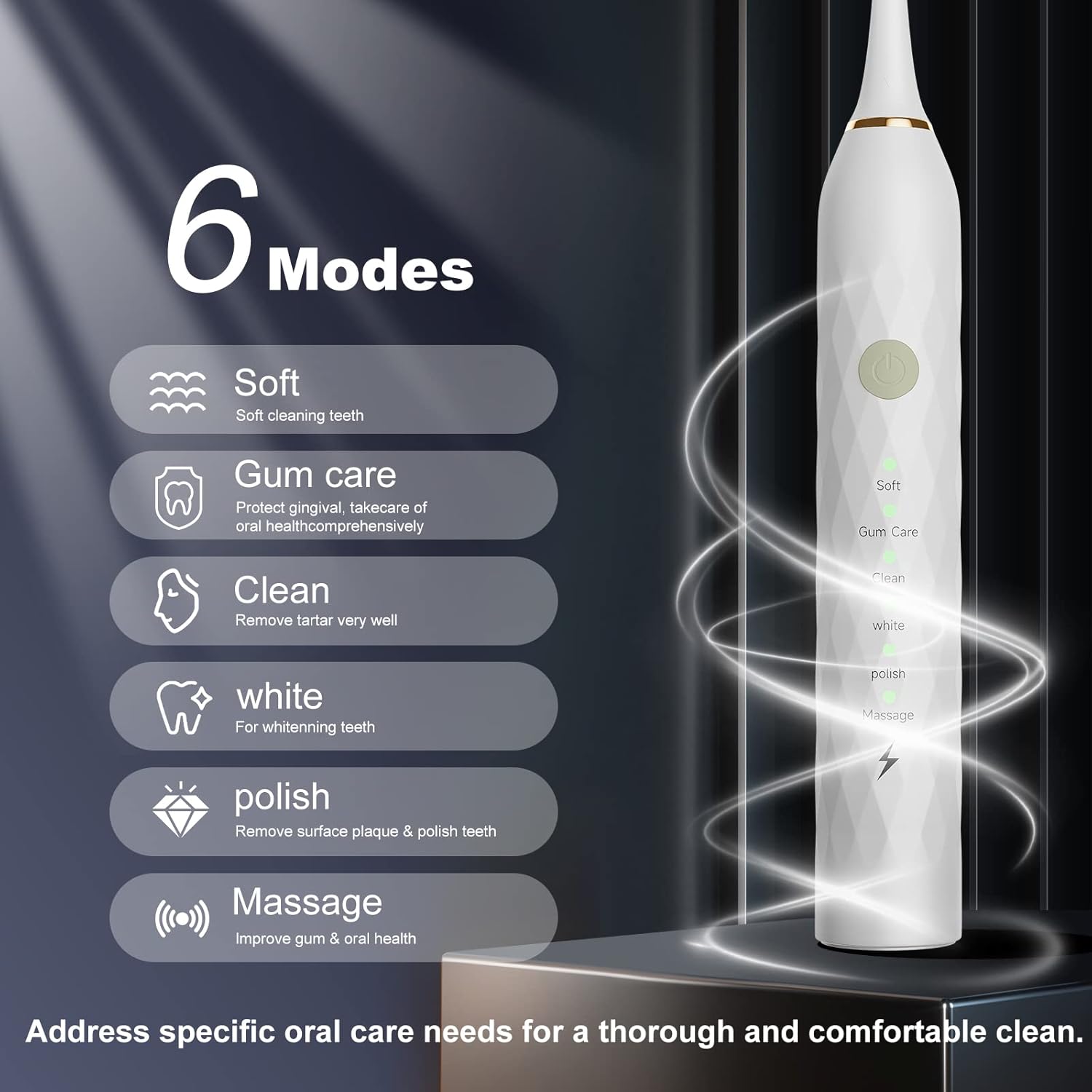 Paquete de 2 cepillos de dientes eléctricos, cepillo de dientes eléctrico para adultos con 10 cabezales de cepillo de repuesto, 2 soportes para