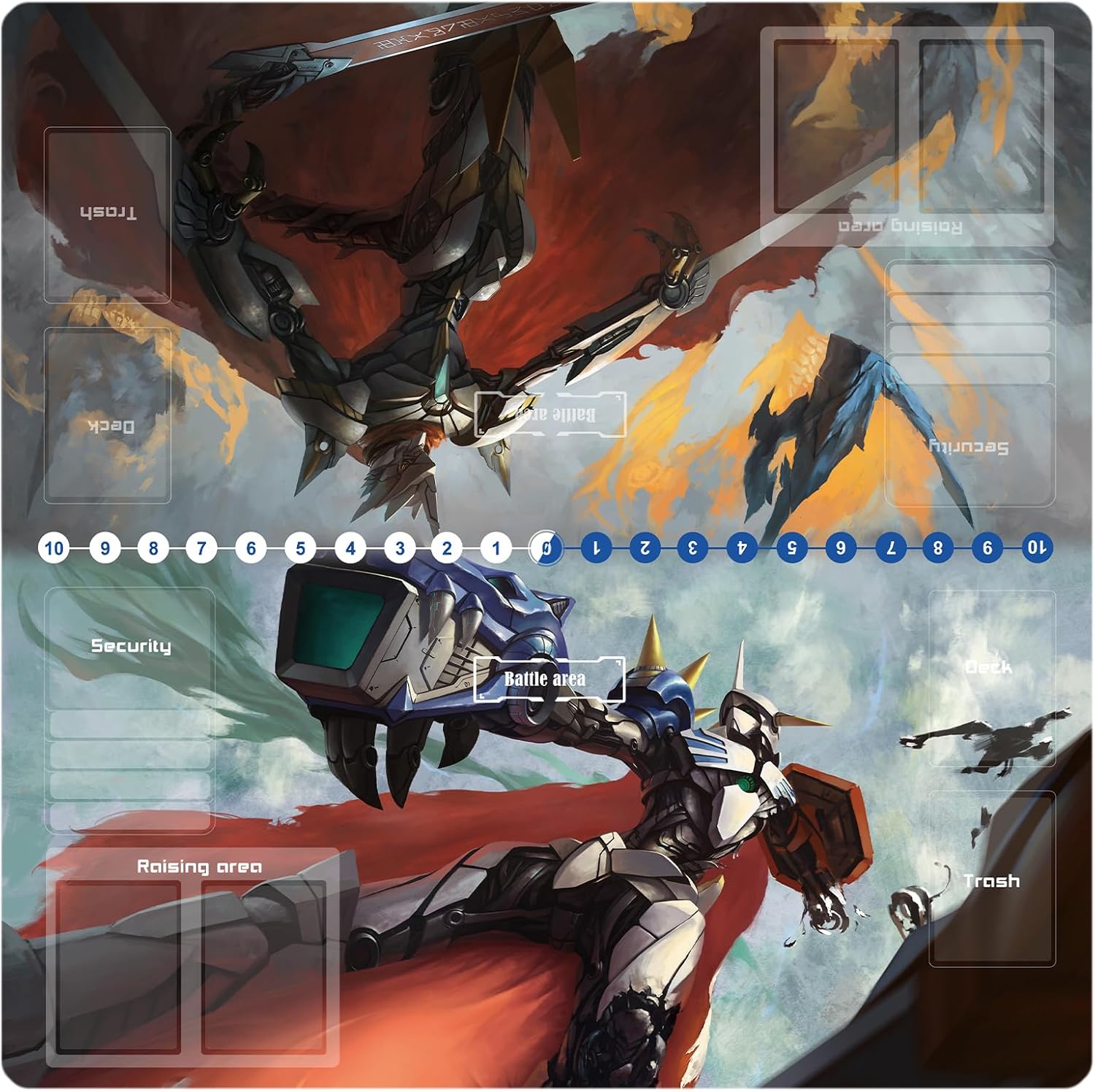 DTCG tapete de juego para Digimon Playmat de 2 jugadores, tapete de competencia de juegos, tapete de carpeta de tarjetas de 23.6 x 23.6 pulgadas (1)