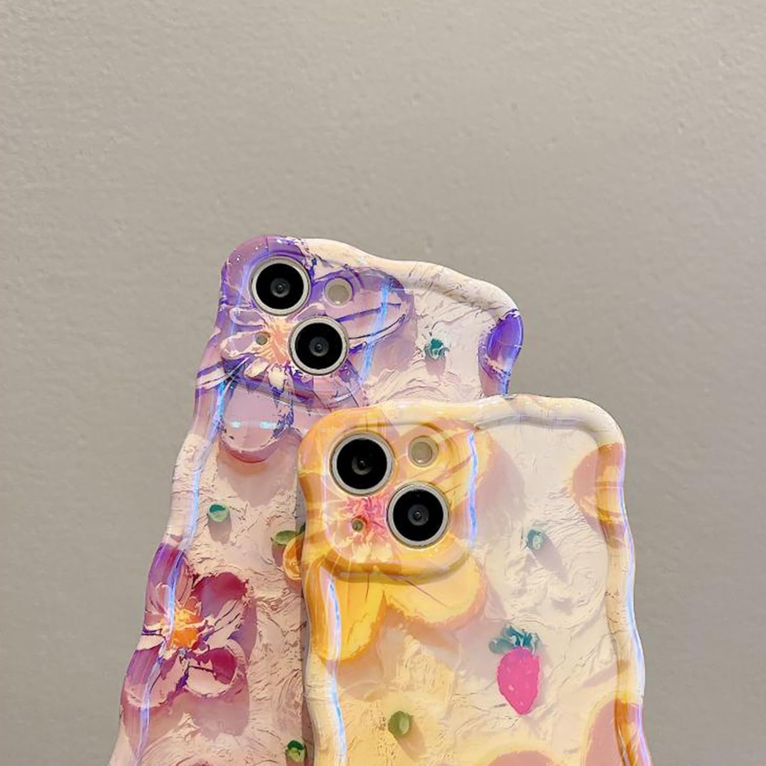 ZCDAYE Funda para iPhone 13 (6.1 pulgadas), pintura al óleo retro con estampado de flores florecientes, colorido borde brillante, marco ondulado