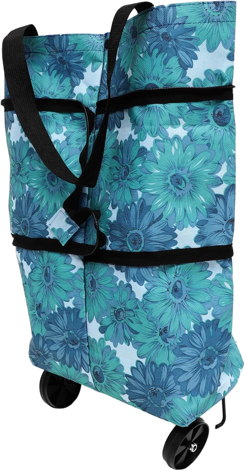 NUOBESTY Carrito de compras plegable Bolsa de mano plegable Bolsa de compras Bolsa de mano de tela Oxford portátil Bolsa de mano Carrito de compras