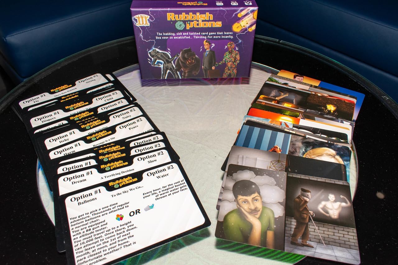Genius Empire Juego de cartas de opciones de basura – Edición original, divertidos juegos familiares para adultos y adolescentes – Increíble
