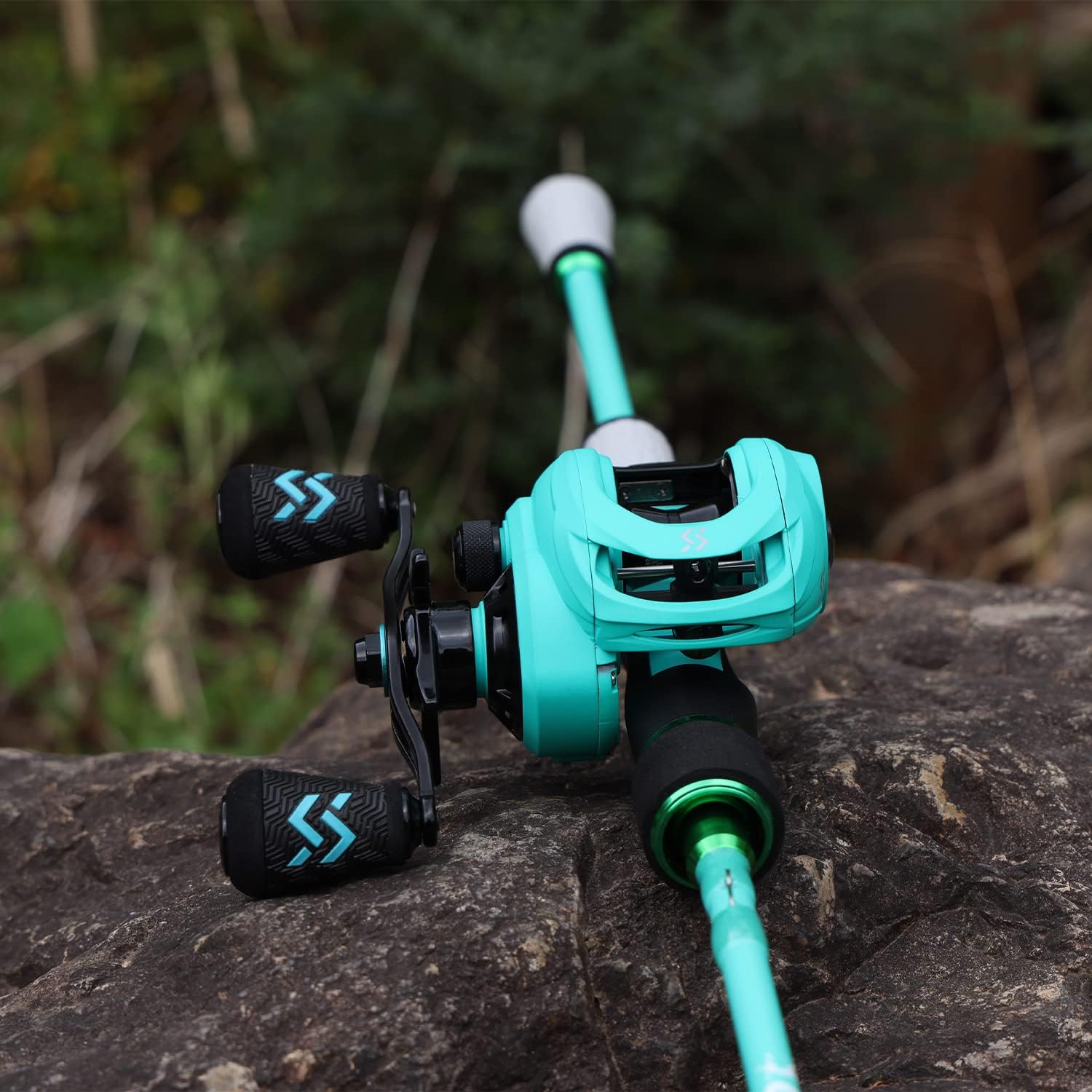 One Bass Spirit Flame – Carrete de caña de pescar Spinning & Baitcasting con grafito 2 piezas en blanco, guías de acero inoxidable