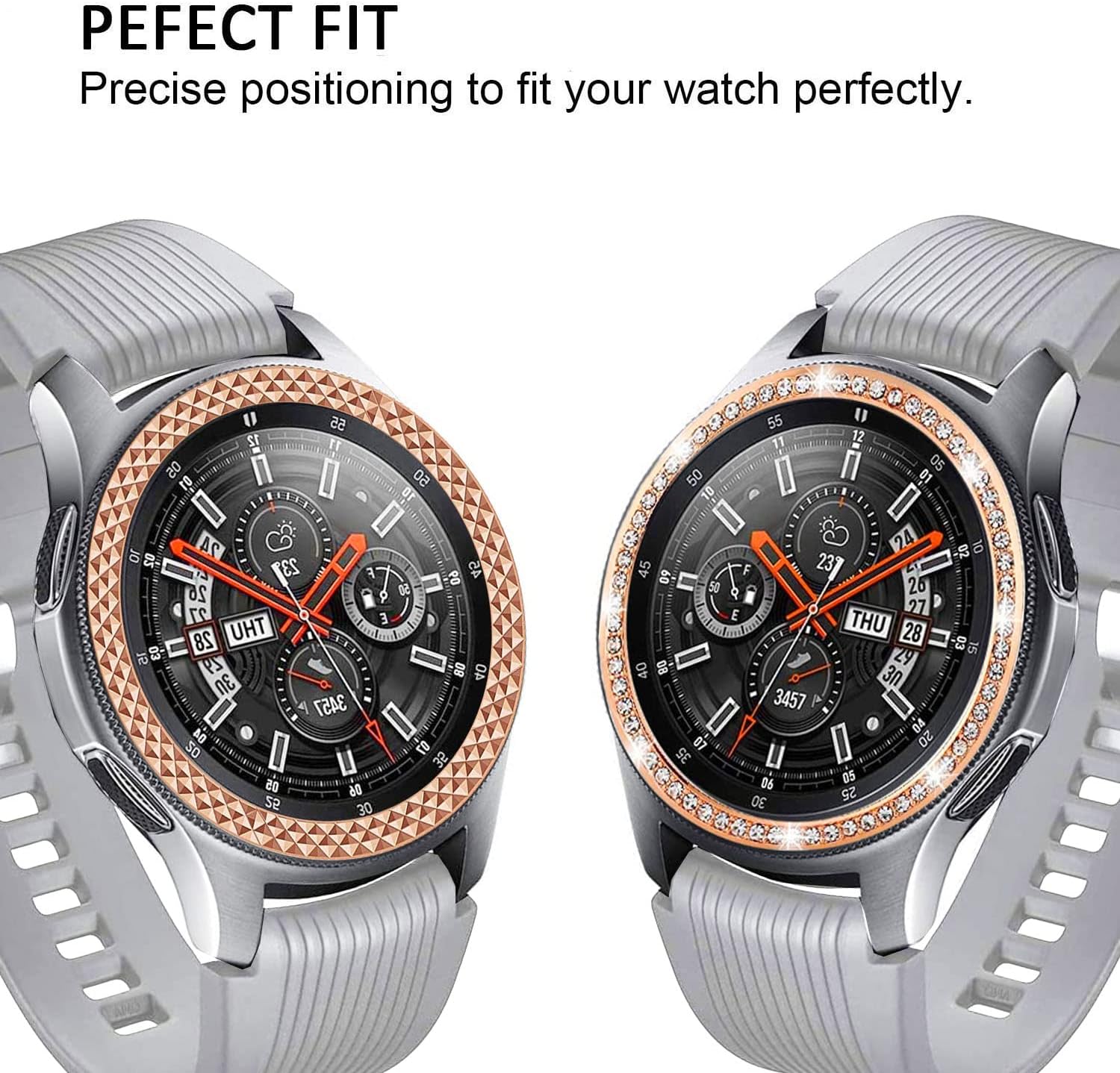 Fundas compatibles con Samsung Gear S3 FontierClassicGalaxy Watch 1.811 inGalaxy Watch 4 Classic 1.811 in, Bling Diamon + Rhombus cubierta de anillo