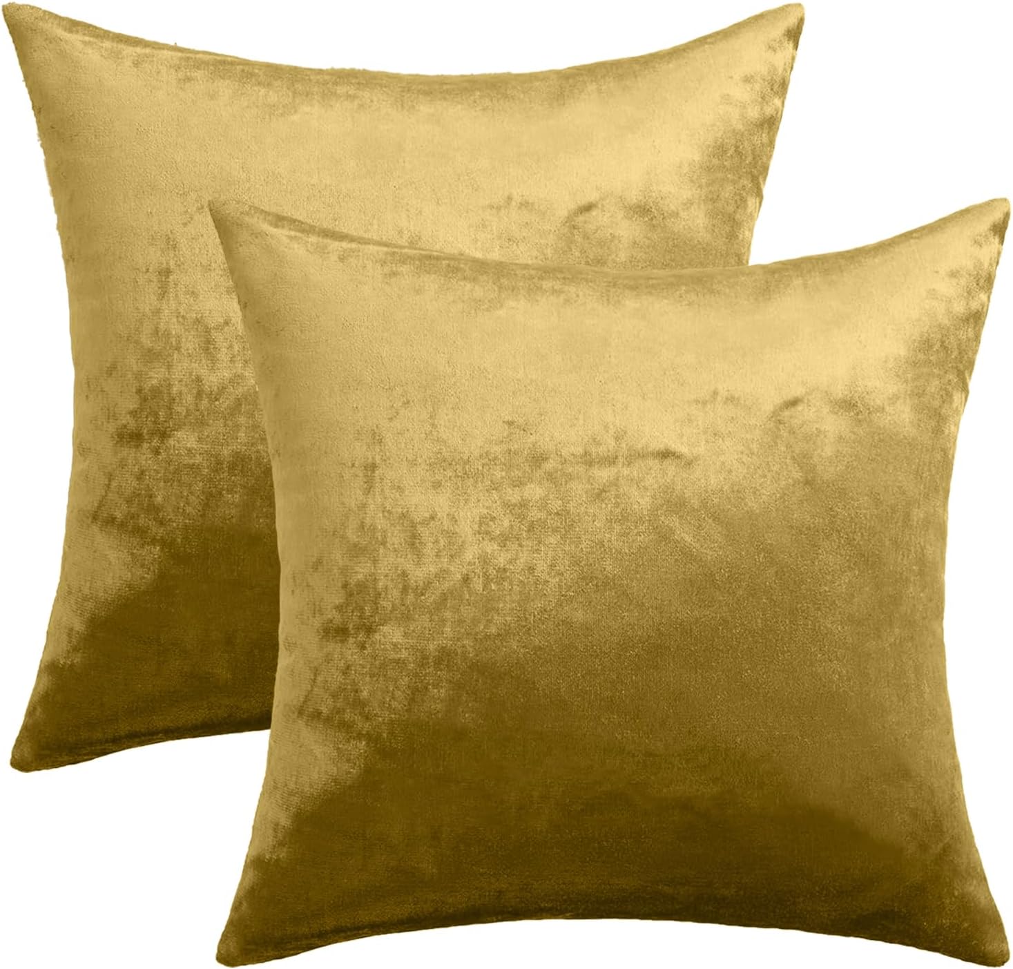 FULDGAENR Juego de 2 fundas de almohada de terciopelo de 16 x 16 pulgadas para sofá y sofá, fundas de almohada decorativas doradas cuadradas de 16 x