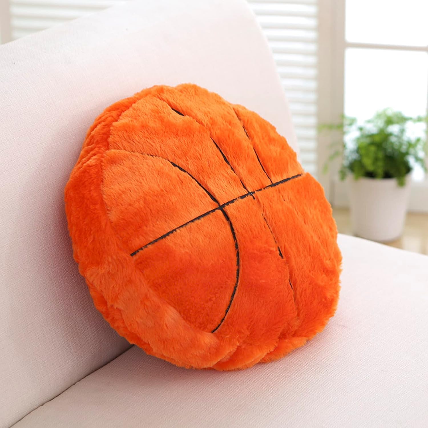Almohada de baloncesto suave y esponjosa, juguete de fútbol de felpa, acogedora almohada deportiva, cojín de espalda grueso, decoración de sofá,