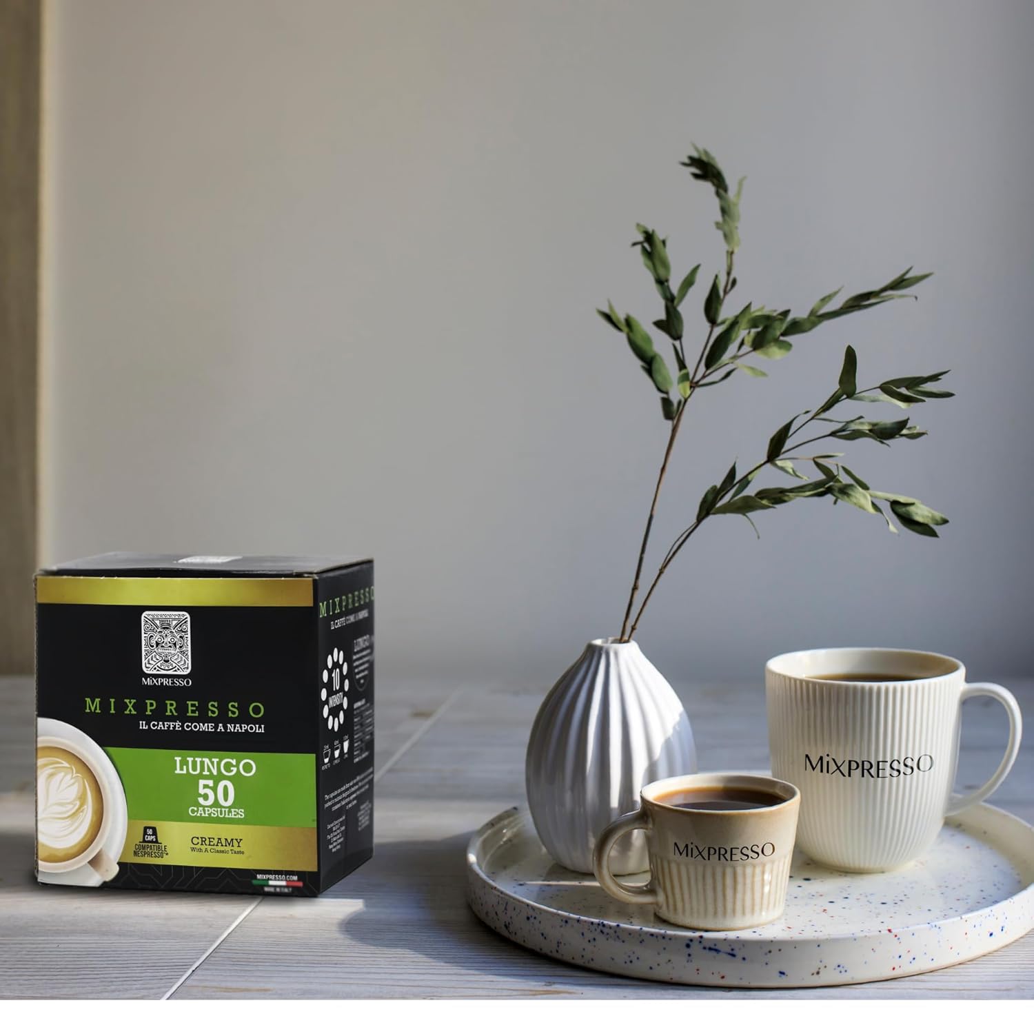 Mixpresso Cápsulas de café expreso compatibles con cafeteras Nespresso Original, cápsulas de café de una sola taza, café 100% italiano, café Lungo