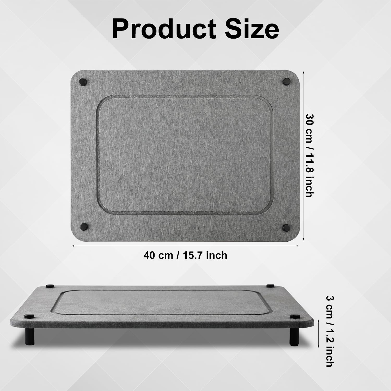 Tapete de piedra de secado rápido para cocina, 15.7 x 11.8 pulgadas, tapete de diatomita absorbente de agua, tapete de piedra absorbente de agua,