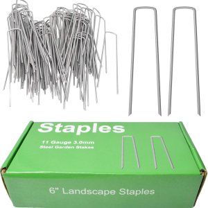 100 estacas de césped galvanizado de 6 pulgadas para jardín, césped y paisaje, grapas de tela resistente calibre 11 de acero antioxidante para 100 estacas de césped galvanizado de 6 pulgadas para jardín, césped y paisaje, grapas de tela resistente calibre 11 de acero antioxidante para