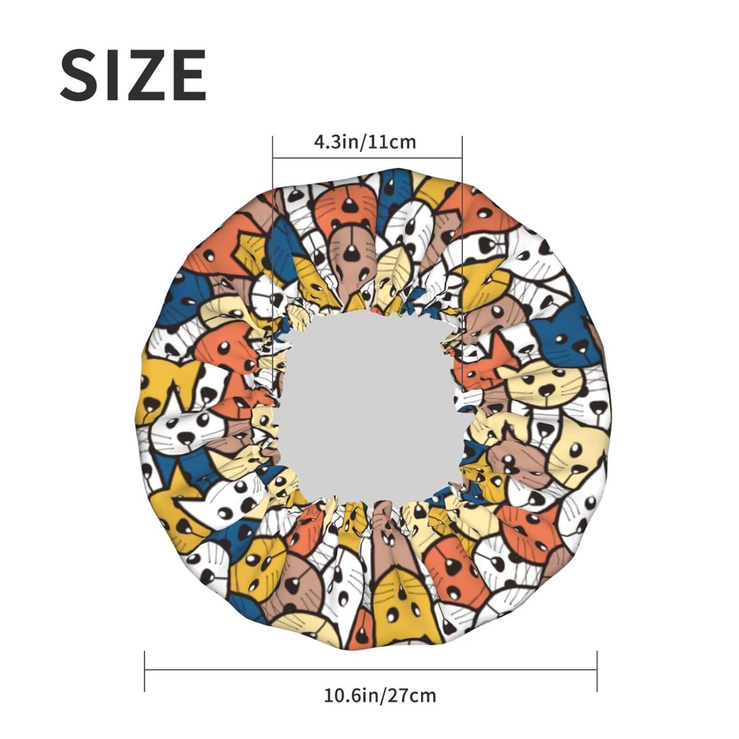 Cat Face Shower Cap Reusable Waterproof,Shower Caps For Women With Double Hair Caps,Bathing Cap Hair Cap For Shower