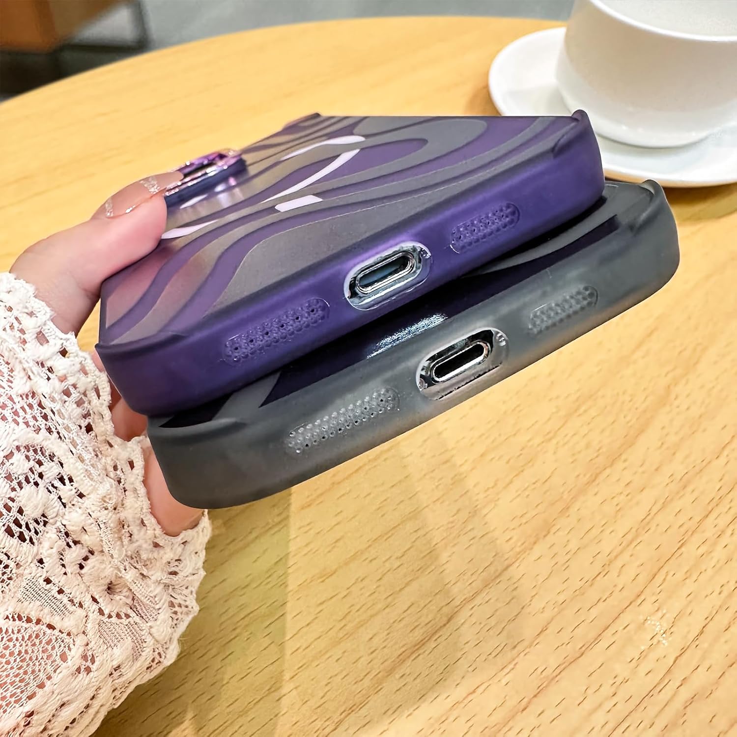 ZIYE Funda magnética para iPhone 14 Pro Max, diseño de patrón de ondas compatible con MagSafe a prueba de golpes, suave poliuretano termoplástico,