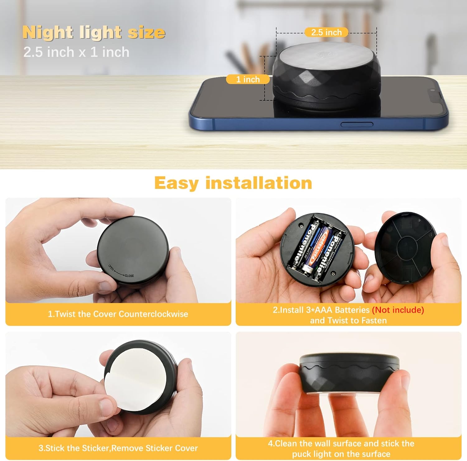 NARUNDREN Puck Lights with Remote,13 Colors Changeable LED Under Cabinet Lighting Push Lights, Battery Powered Closet Lights,Timer Stick on Lights