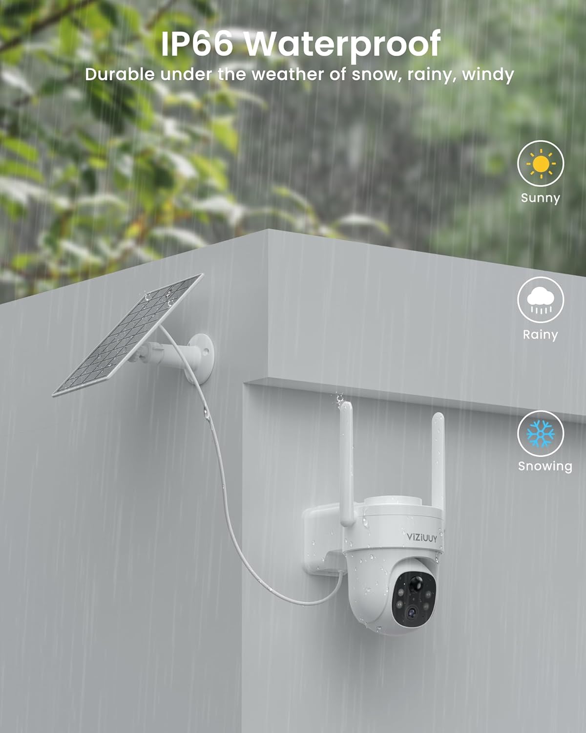 Cámaras de seguridad solares inalámbricas para exteriores, paquete de 2 cámaras de seguridad de 3 MP inalámbricas para exteriores, cámara WiFi de