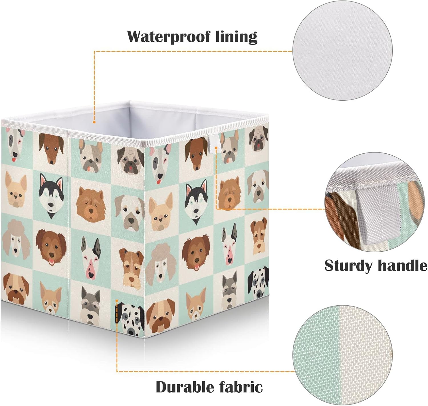 Cesta de almacenamiento para perros y cachorros, cubos de almacenamiento cuadrados plegables, estantes de tela, organizador para oficina,
