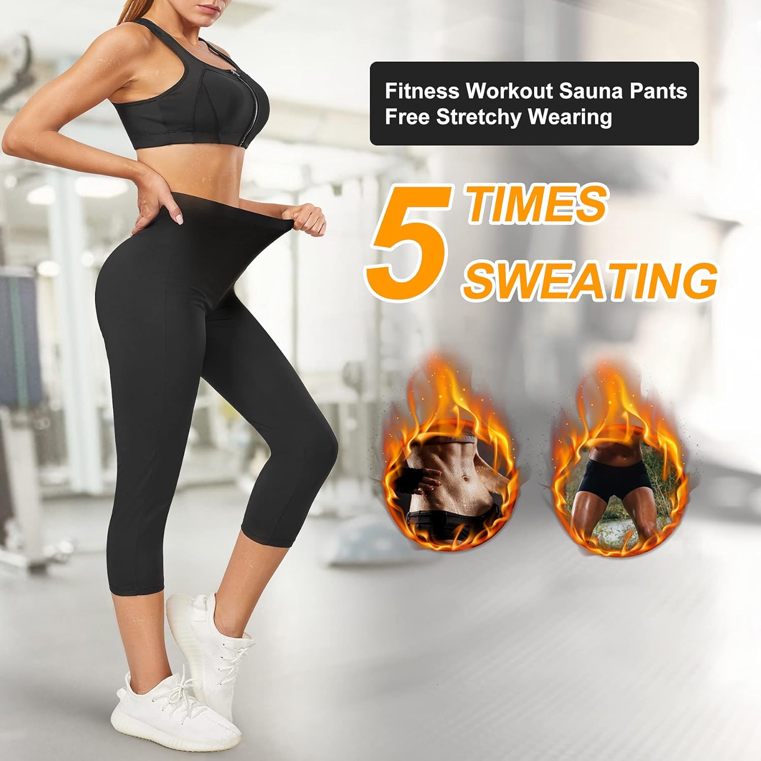 URSEXYLY Pantalones deportivos de sauna para mujer, leggings térmicos para ejercicio, cintura alta, adelgazamiento, entrenamiento de cintura, capris