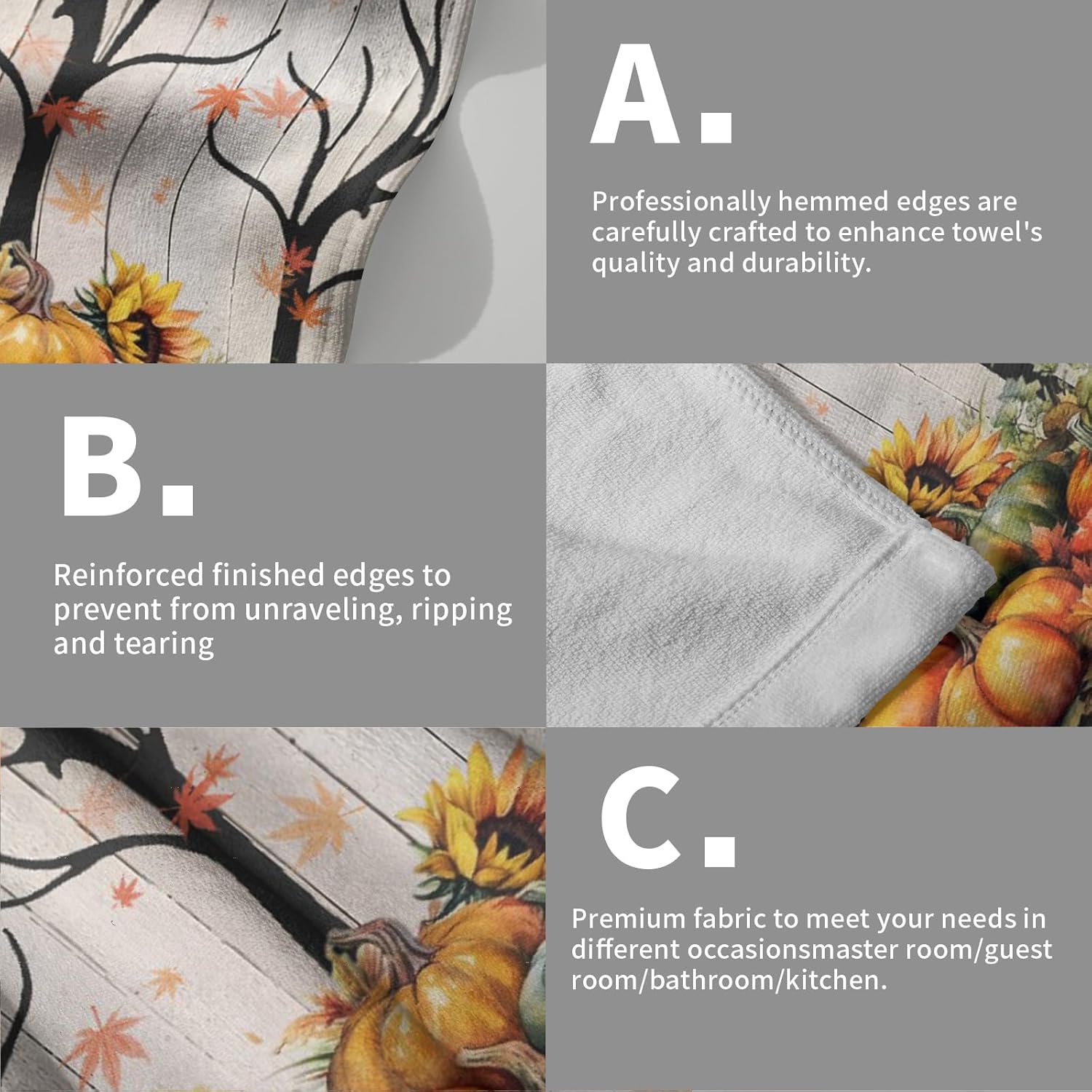 Giwawa Juego de 2 toallas de mano de calabaza de otoño, juego de 2 toallas de cocina suaves y pequeñas, toallas de baño para hotel, spa, gimnasio y