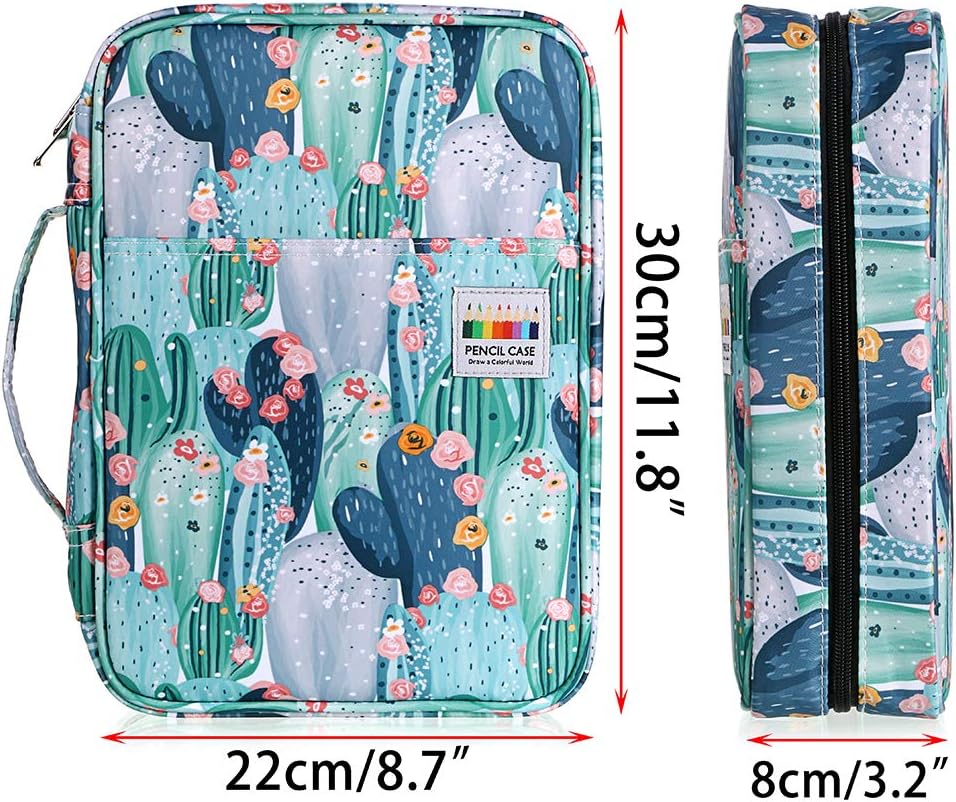 BTSKY Estuche para lápices de colores con 220 ranuras para lápices y lápices con práctico envoltorio portátil, soporte multicapa para lápices de