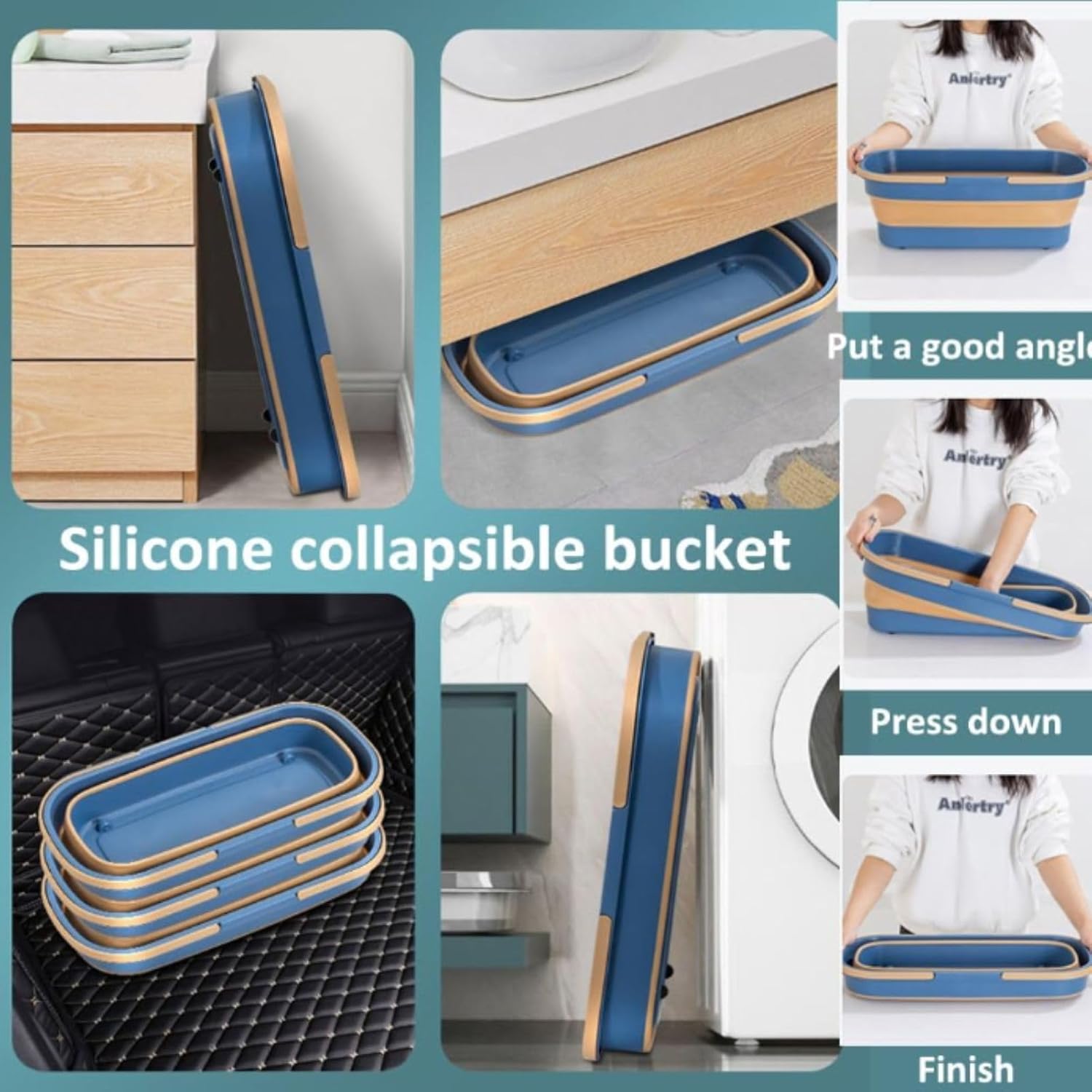 Roseionly – Trapeador plano grande, estilo de trapeador plano grande, giratorio de 360 con mango largo ajustable de acero inoxidable de 54 pulgadas