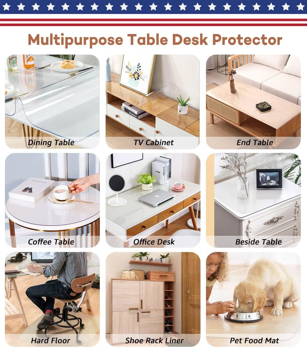 Protector transparente de mesa de escritorio de 12 x 24 pulgadas, protector de escritorio de oficina, protector de escritorio resistente, protector