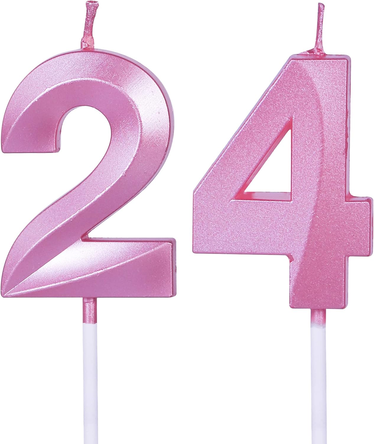 Velas rosadas de cumpleaños 24 y 42 para pasteles, número 24 y 42 para decoración de tartas para fiestas, aniversarios, bodas, celebraciones