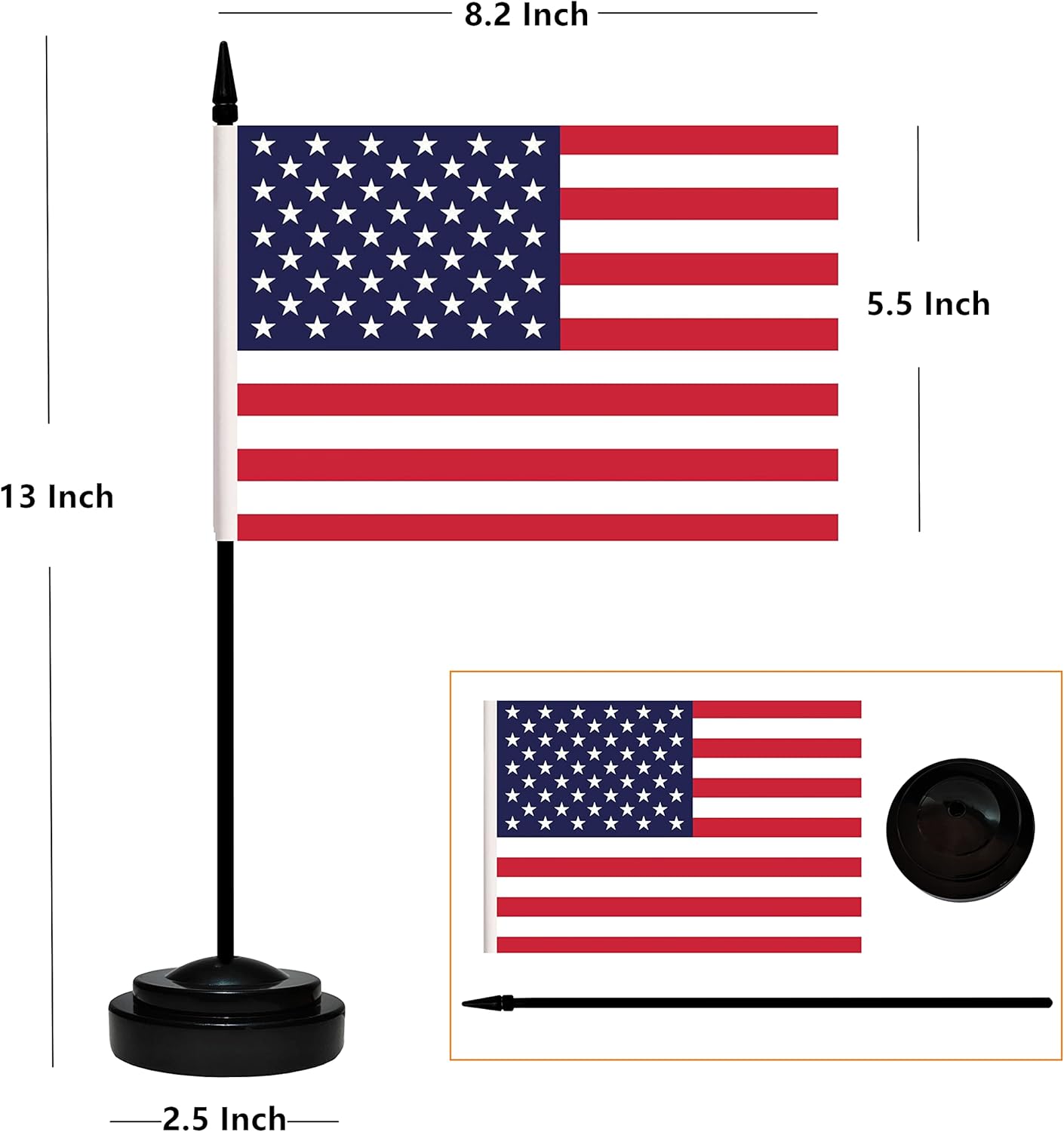 Juego de 8 banderas de escritorio de Estados Unidos, mini banderas de mesa pequeñas de Estados Unidos, bandera de escritorio en miniatura con poste