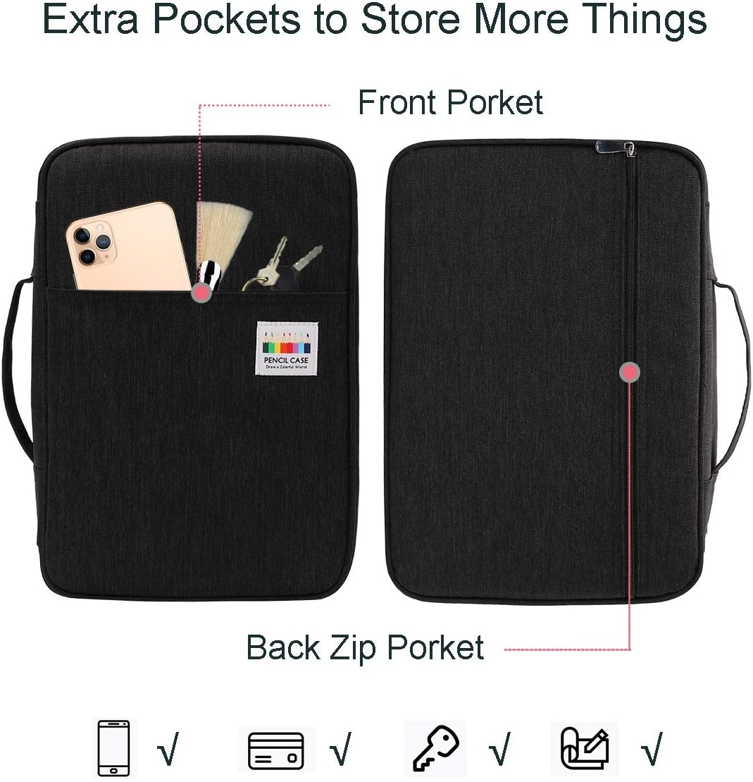 JAKAGO Estuche de 304 ranuras para lápices de colores, bolsa de almacenamiento de gran capacidad para pintor de artistas, organizador multifuncional