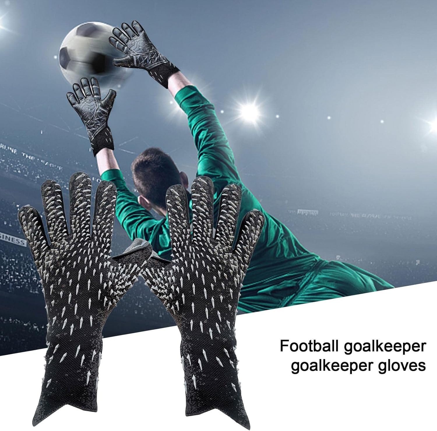 Guantes de portero, agarre fuerte para portero de fútbol, guantes de portero con talla 678910 guantes de fútbol para niños, jóvenes y adultos
