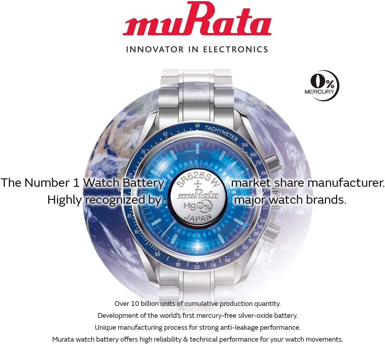 Murata 397 SR726SW Batería 1.55V Celda de botón de reloj de óxido de plata – Sustituye a Sony 397 (2 baterías)