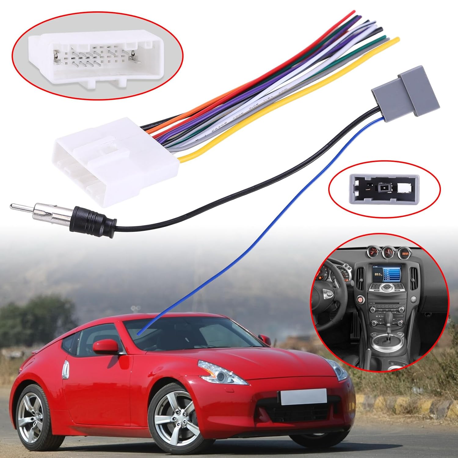 Saitedudu Adaptador de arnés de cableado estéreo de coche de 16 pines con cable de radio CD, enchufe de instalación, reproductor de CD, receptor
