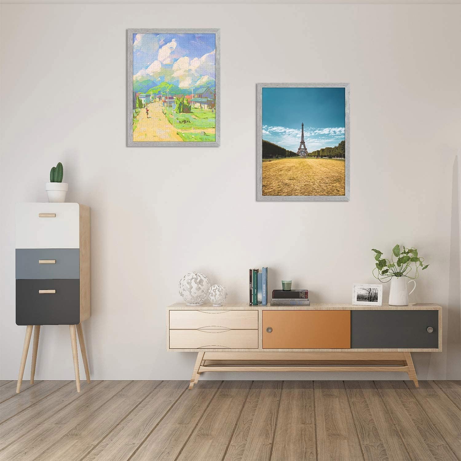 Golden State Art, Marco de fotos de 18 x 24 pulgadas, moldeado ancho, estilo rústico de grano de madera, ganchos traseros para exhibición de pared,
