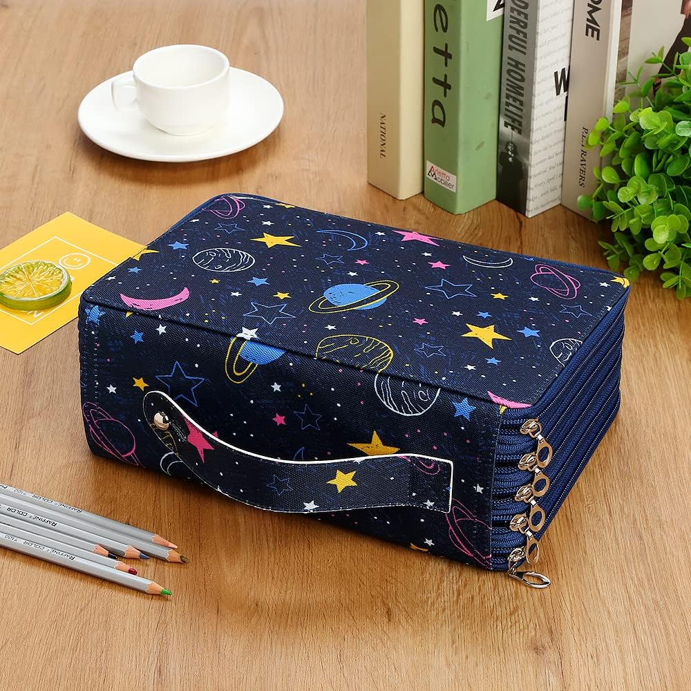 Lbxgap Estuche organizador portátil de 250 ranuras con patrón de impresión para lápices de acuarela Prismacolor, lápices de colores Crayola, lápices