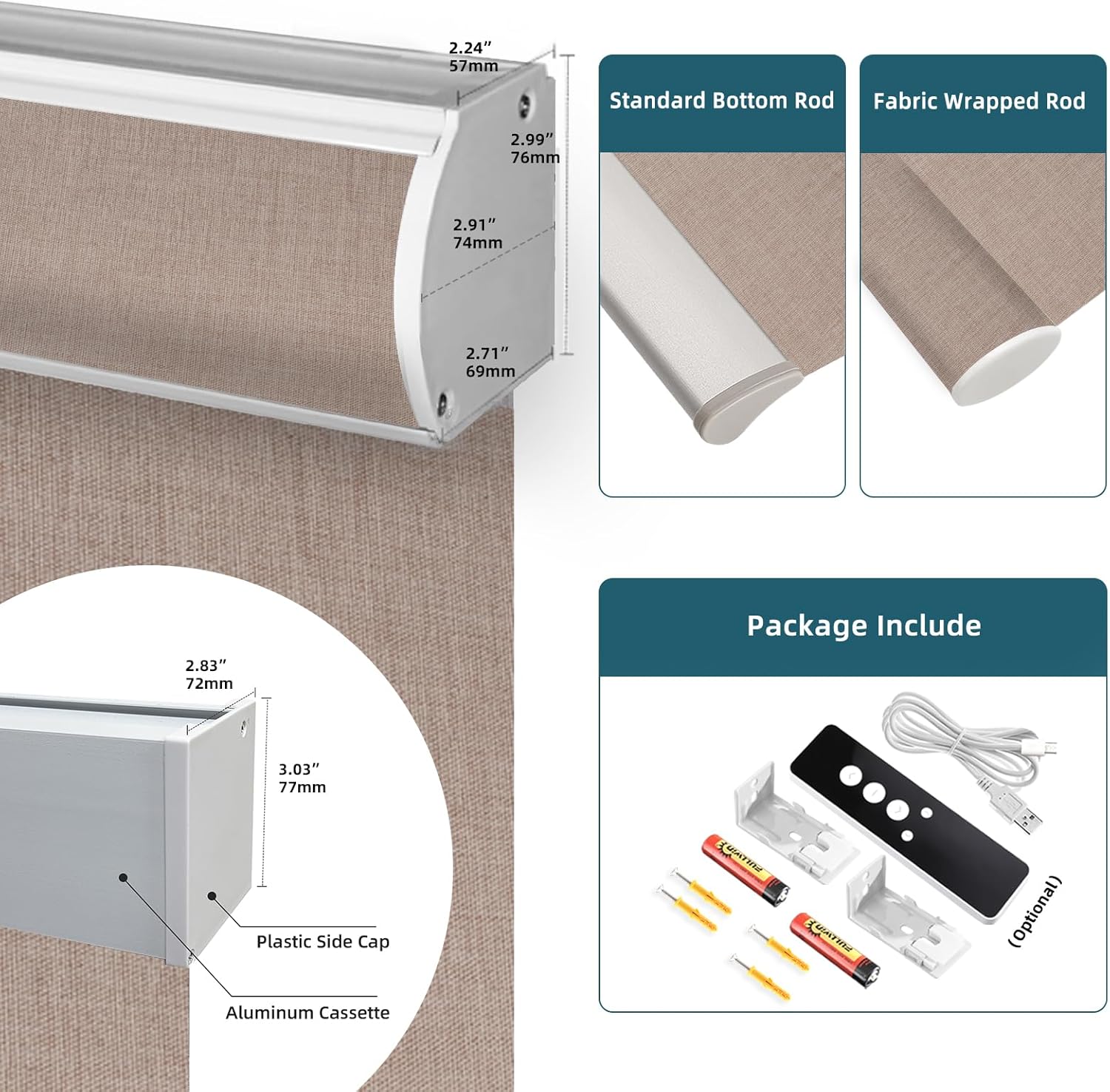 WEFFORT Bouvardia – Persiana enrollable motorizada, 100 % opacas, funciona con Apple Homekit, Alexa, Google Home, control remoto, persianas